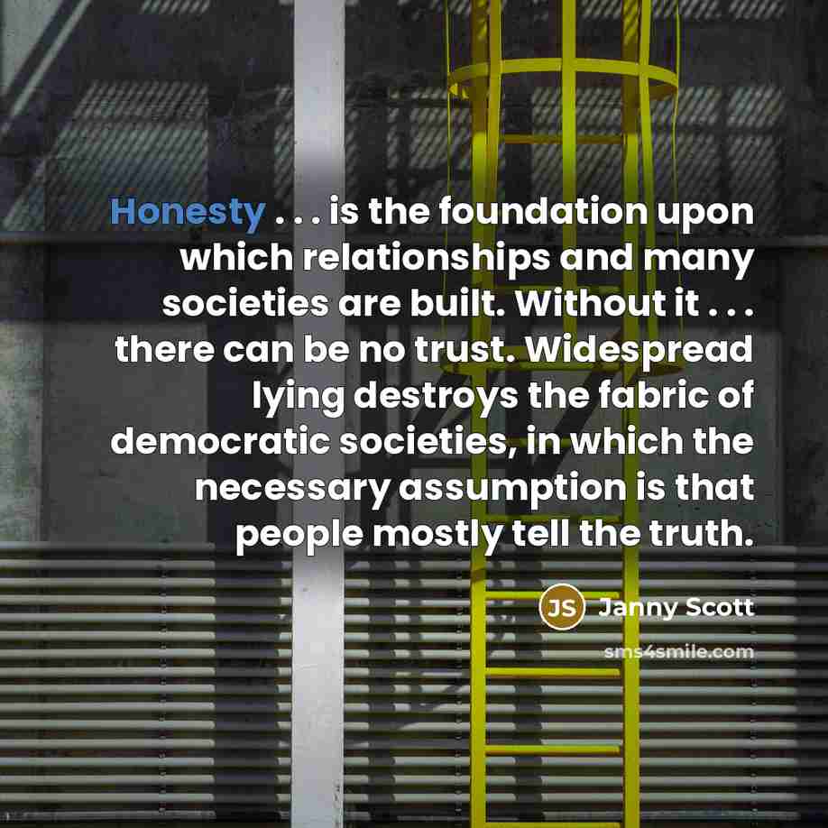“Honesty . . . is the foundation upon which relationships…” quote by Janny Scott