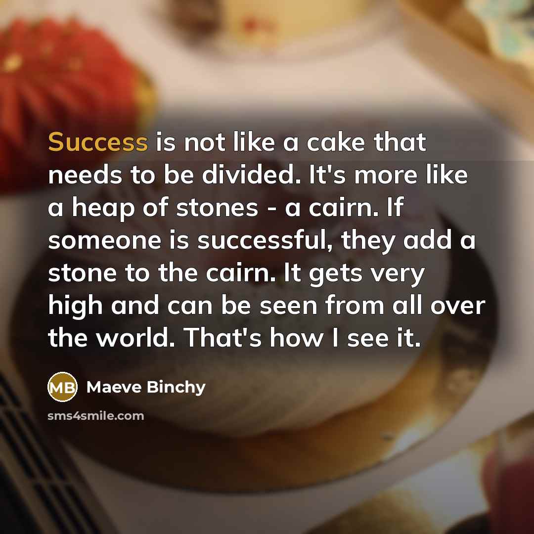 “Success is not like a cake that needs to be…” quote by Maeve Binchy