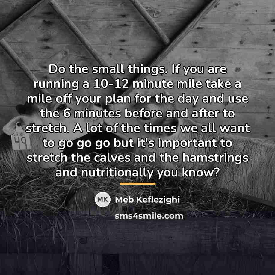 “Do the small things. If you are running a 10-12…” quote by Meb Keflezighi