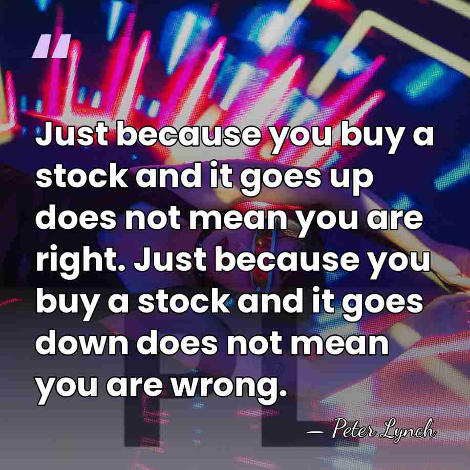 Just because you buy a stock and it goes up does not&hellip; - Peter Lynch