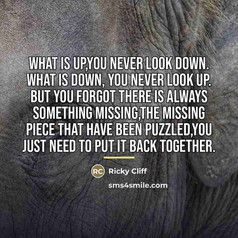 “What is up,you never look down. What is down, you…” quote by Ricky Cliff