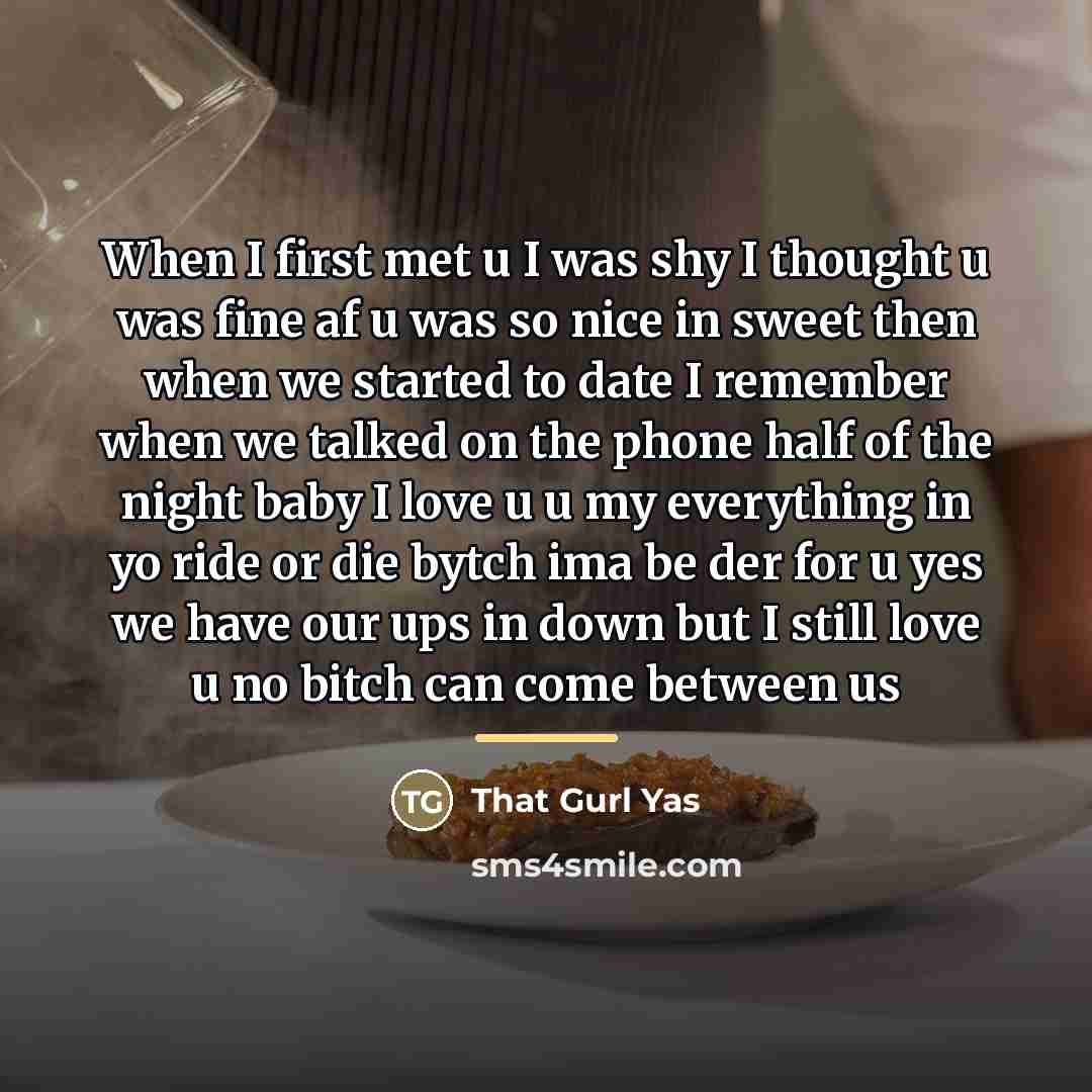 “When I first met u I was shy I thought…” quote by That Gurl Yas