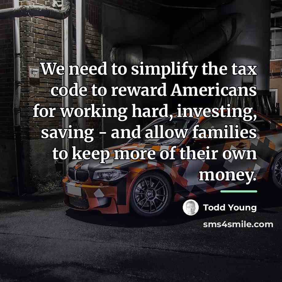 “We need to simplify the tax code to reward Americans…” quote by Todd Young