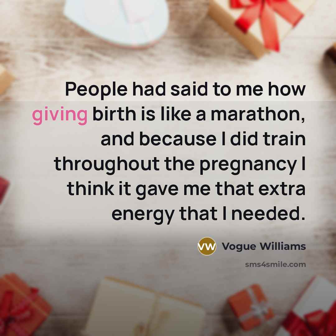 “People had said to me how giving birth is like…” quote by Vogue Williams