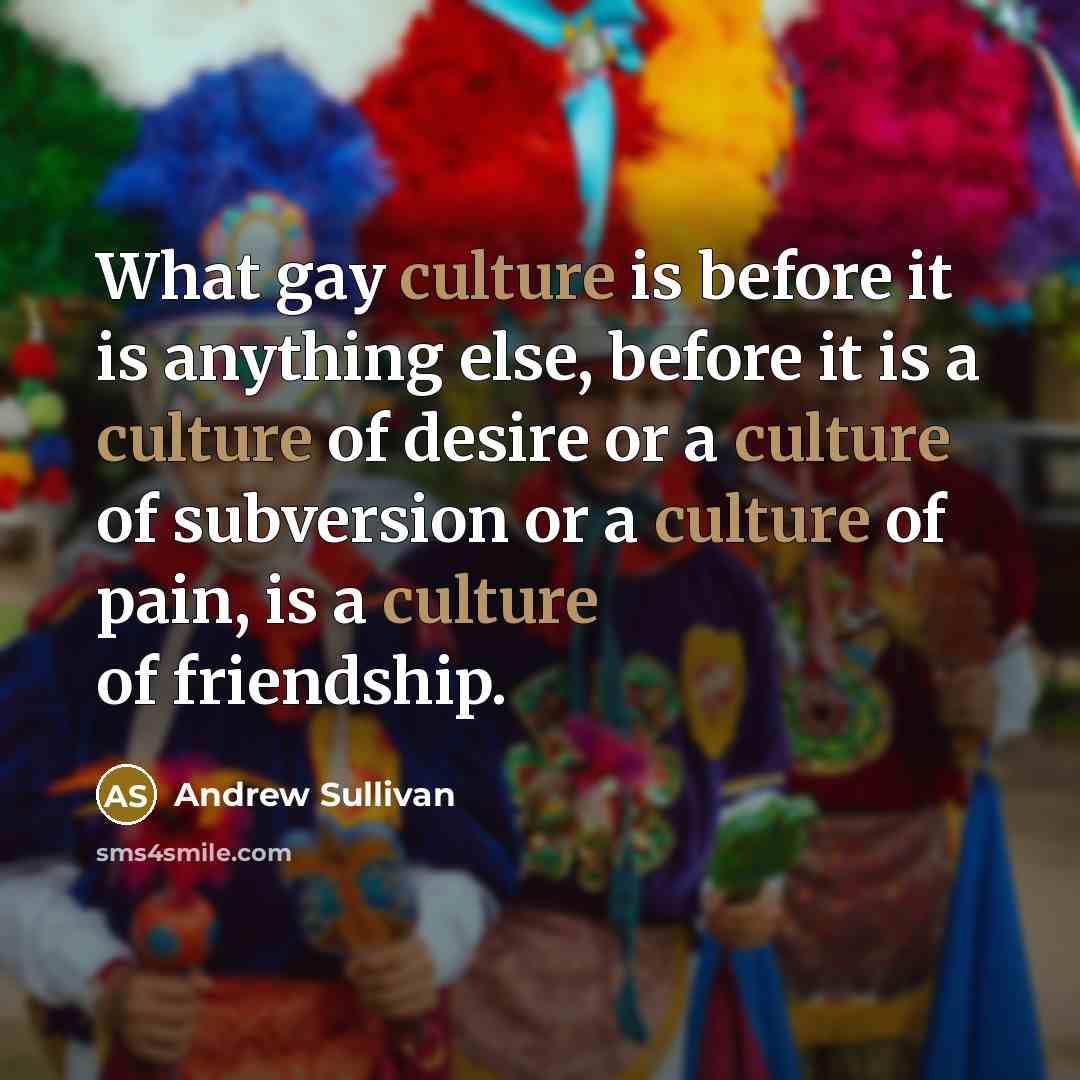 “What gay culture is before it is anything else, before…” quote by Andrew Sullivan