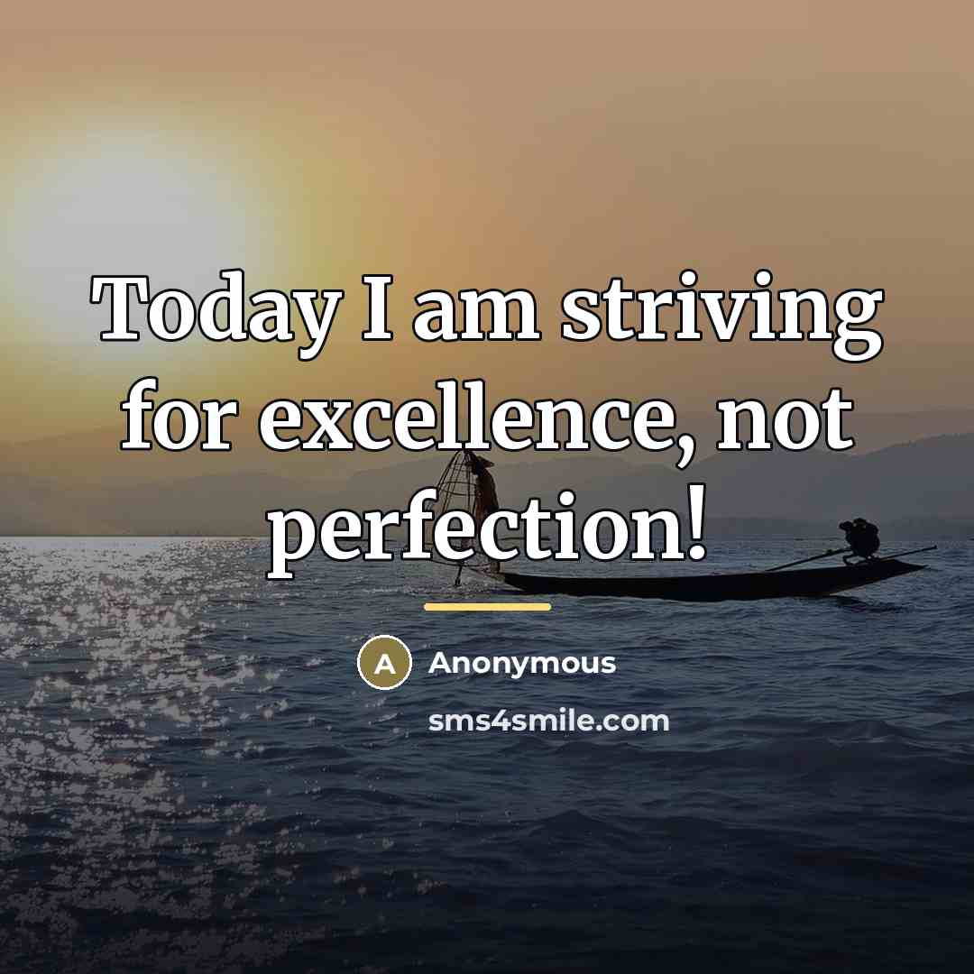“Today I am striving for excellence, not perfection!…” quote by Anonymous