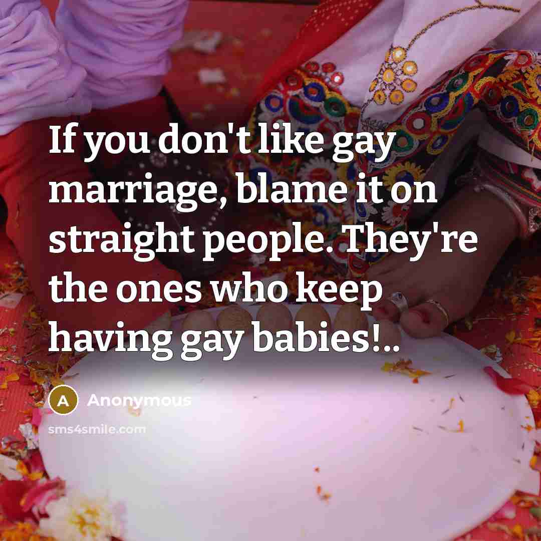 “If you don't like gay marriage, blame it on straight…” quote by Anonymous
