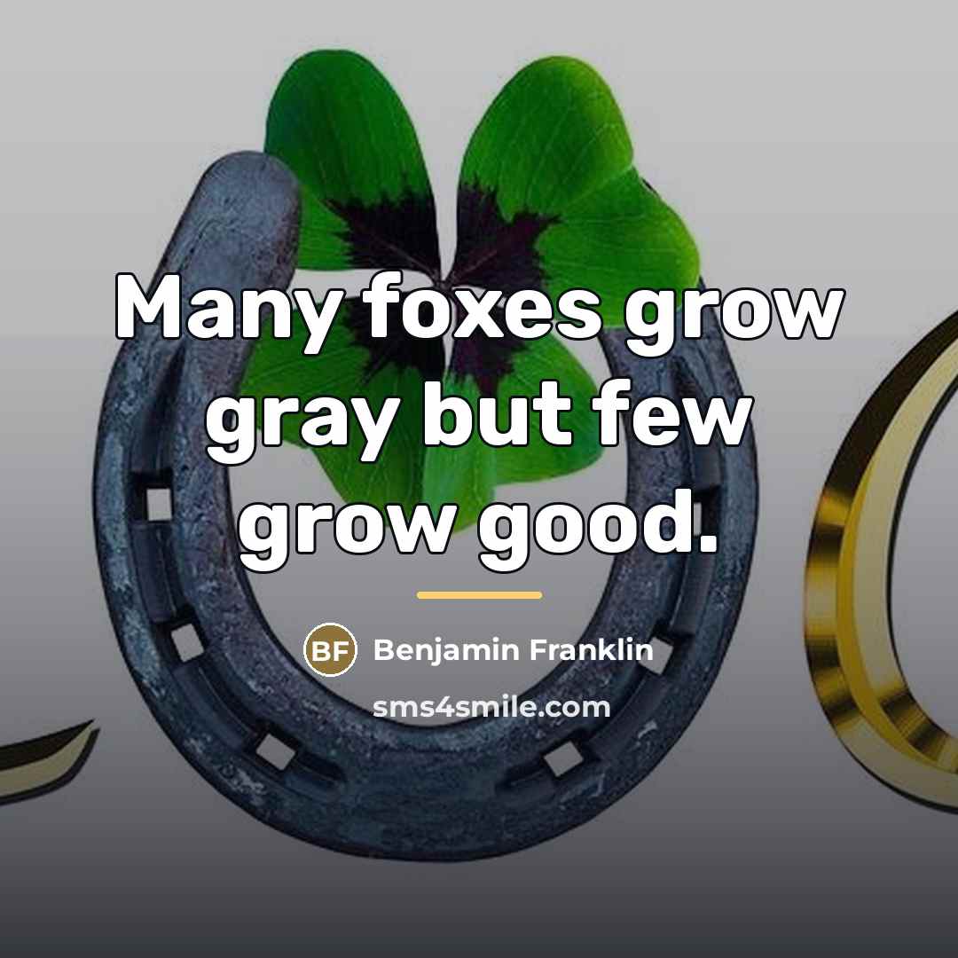 “Many foxes grow gray but few grow good.…” quote by Benjamin Franklin