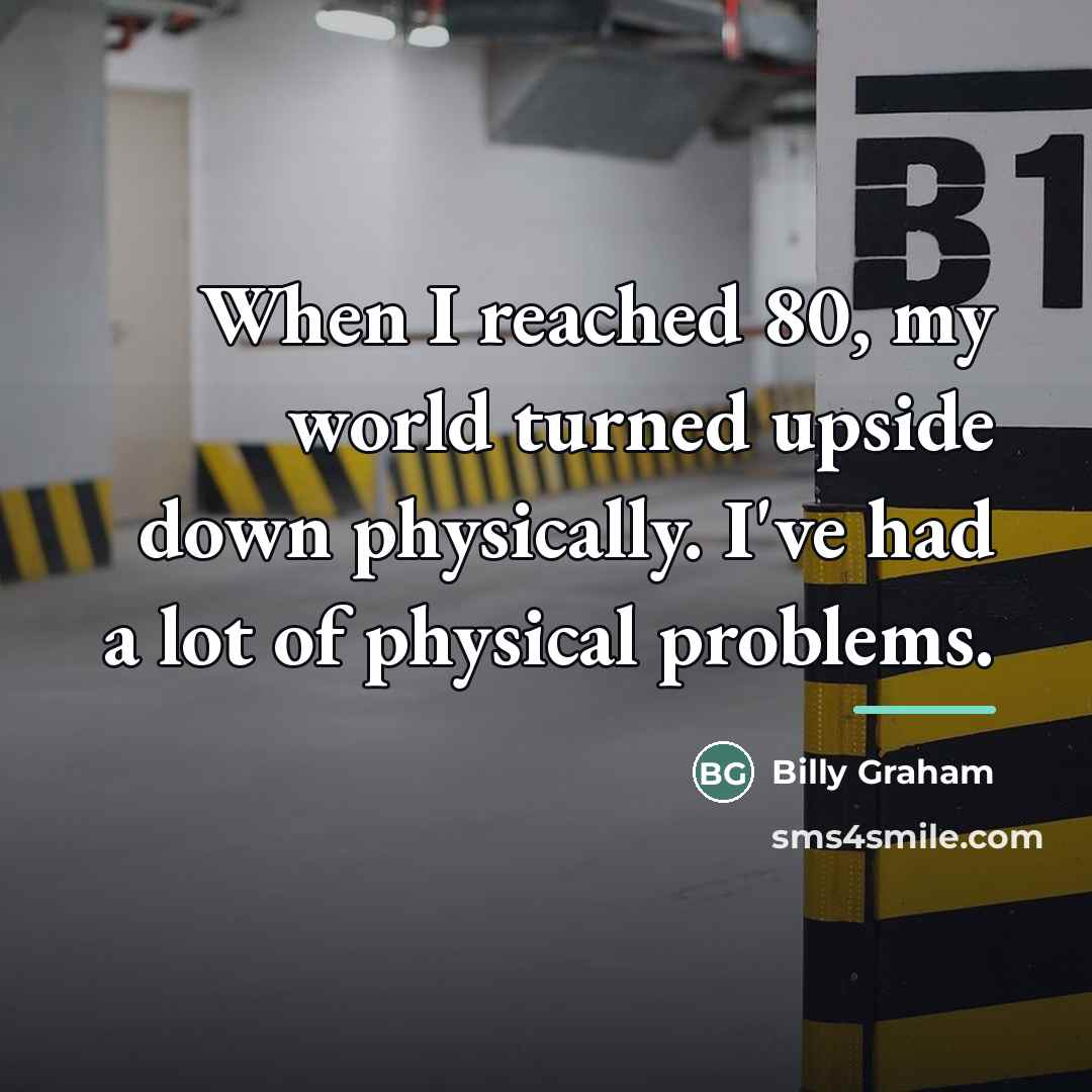 “When I reached 80, my world turned upside down physically.…” quote by Billy Graham