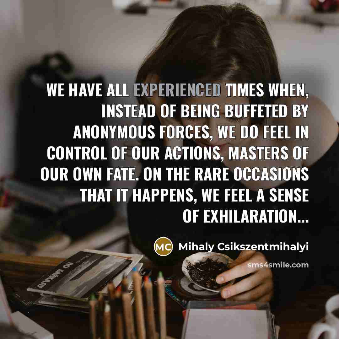 “We have all experienced times when, instead of being buffeted…” quote by Mihaly Csikszentmihalyi