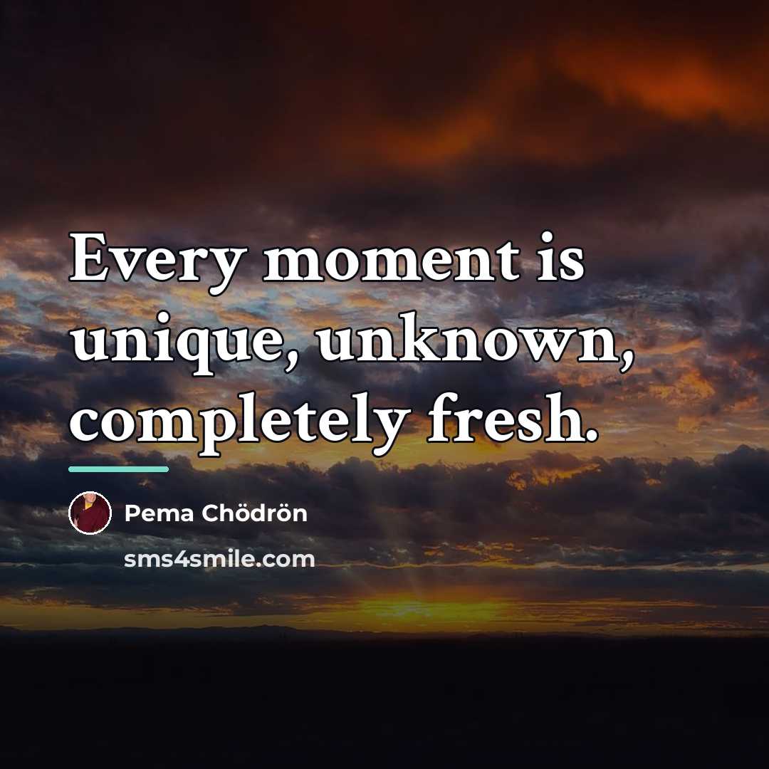 “Every moment is unique, unknown, completely fresh.…” quote by Pema Chodron