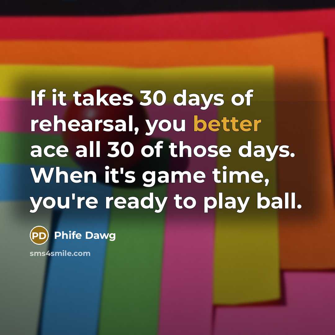 “If it takes 30 days of rehearsal, you better ace…” quote by Phife Dawg
