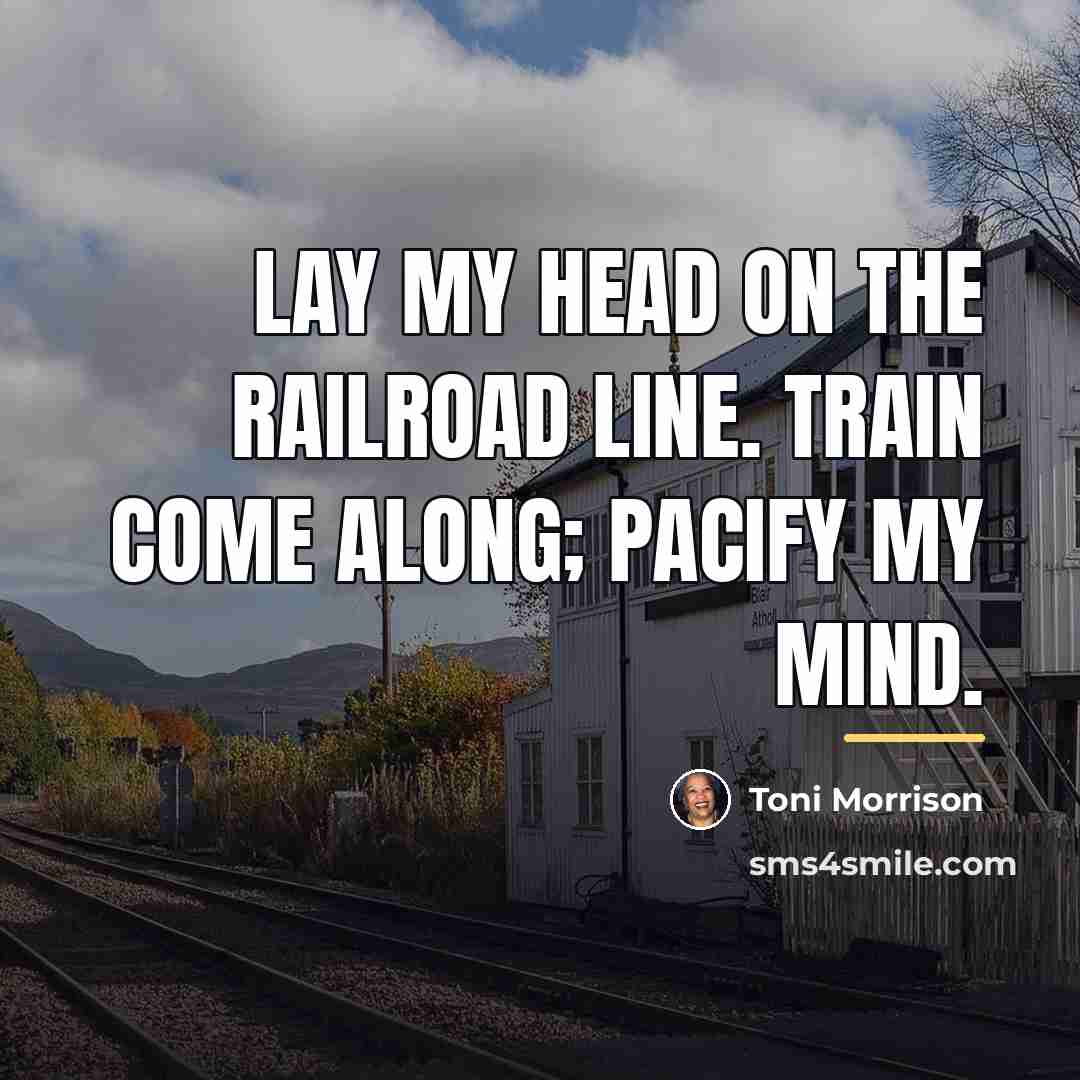 “Lay my head on the railroad line. Train come along;…” quote by Toni Morrison