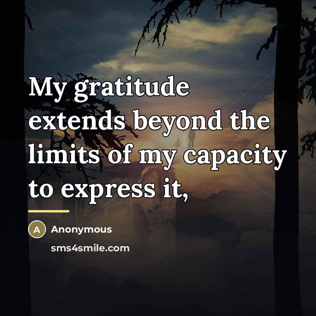 “My gratitude extends beyond the limits of my capacity to…” quote by Anonymous