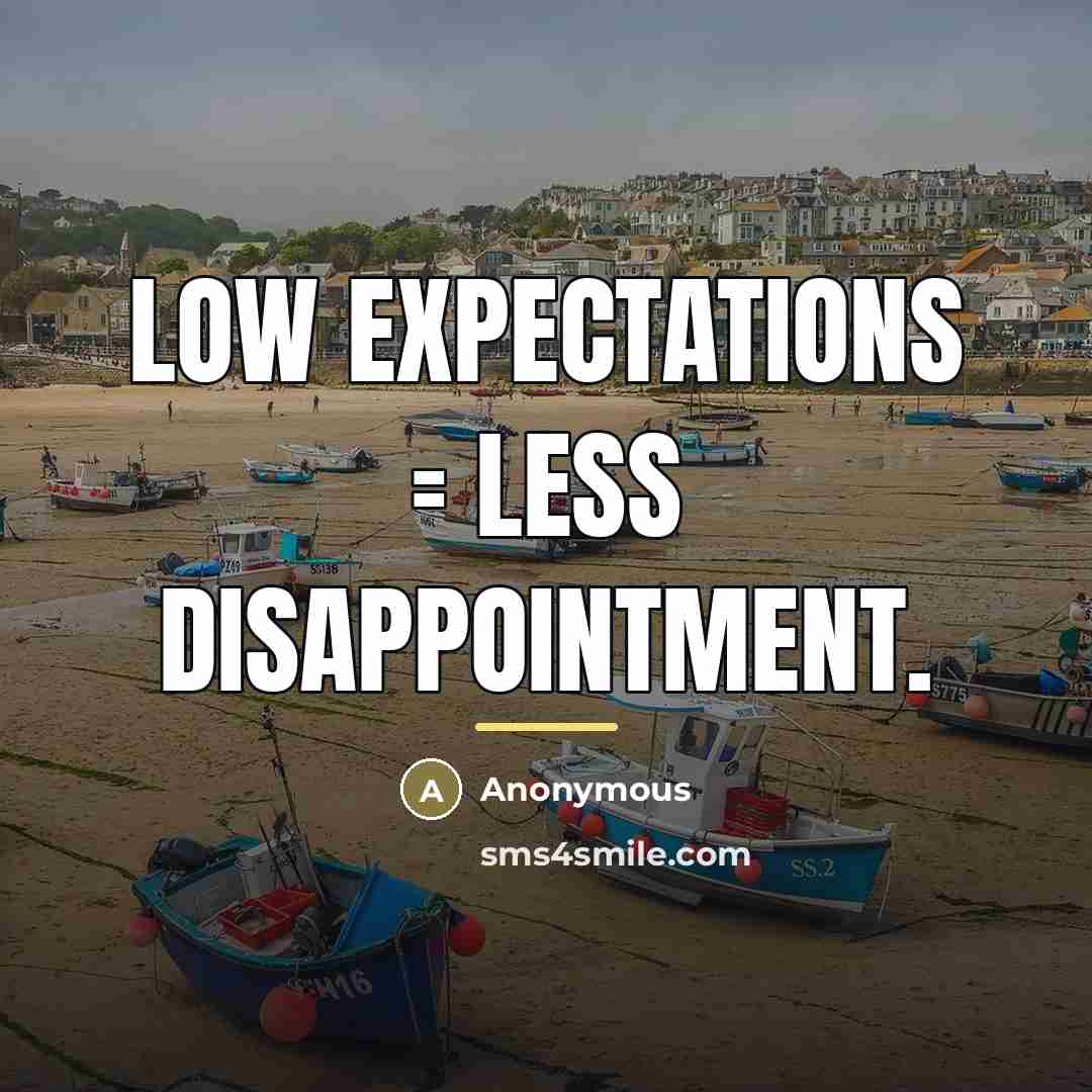 “Low expectations = less disappointment.…” quote by Anonymous