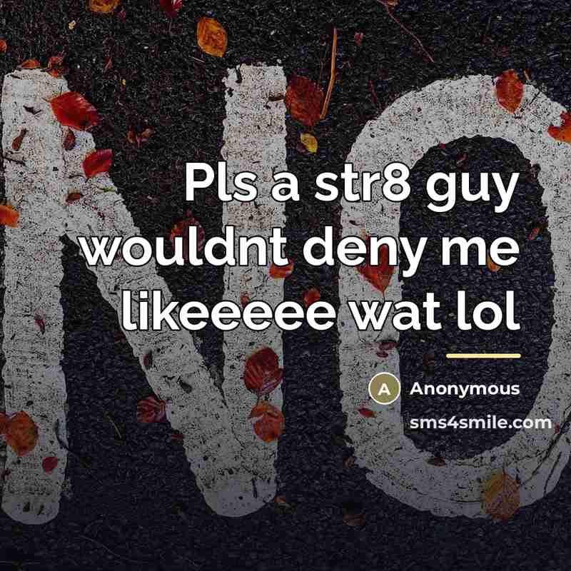 “Pls a str8 guy wouldnt deny me likeeeee wat lol…” quote by Anonymous