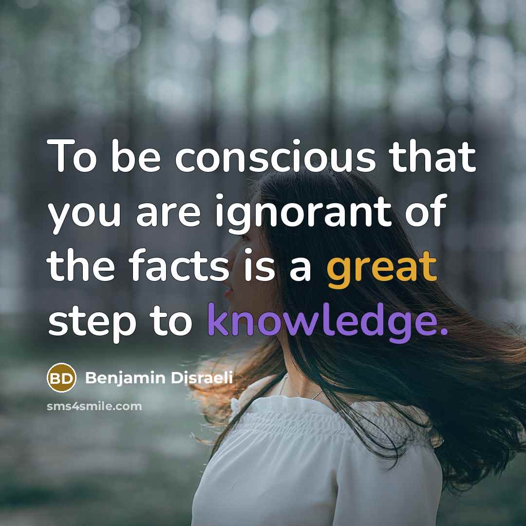 “To be conscious that you are ignorant of the facts…” quote by Benjamin Disraeli