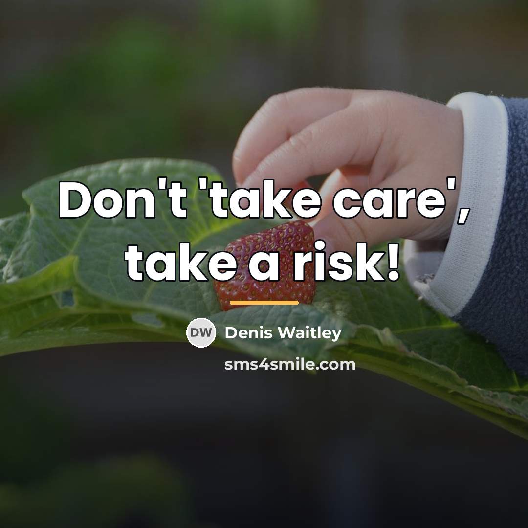“Don't 'take care', take a risk!…” quote by Denis Waitley