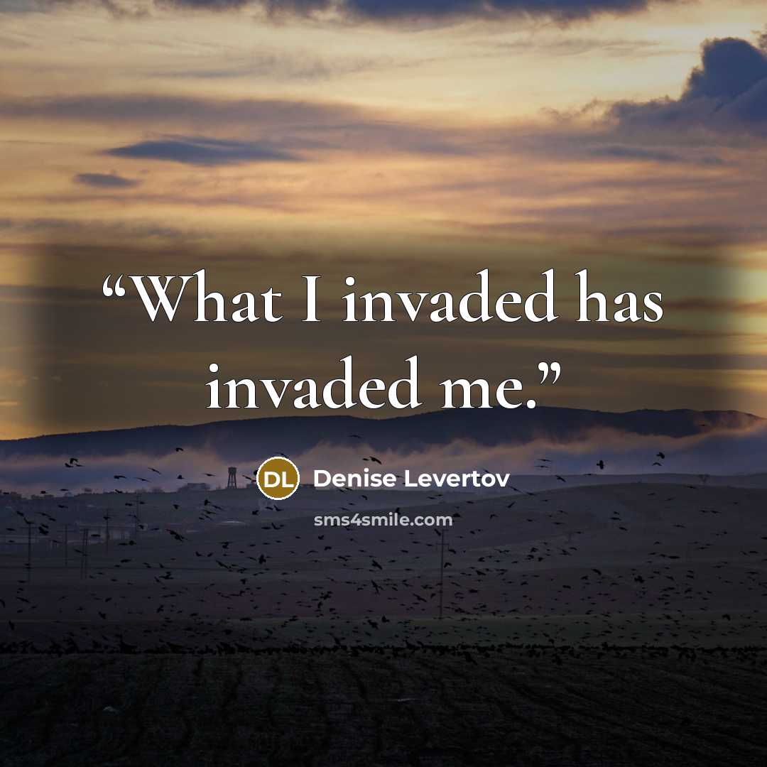 “What I invaded has invaded me.” quote by Denise Levertov