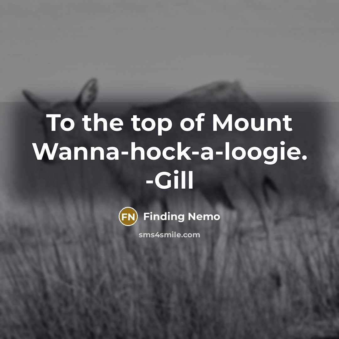 “To the top of Mount Wanna-hock-a-loogie. -Gill…” quote by Finding Nemo