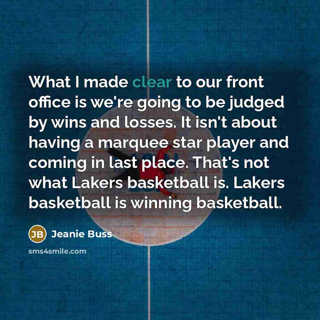 “What I made clear to our front office is we're…” quote by Jeanie Buss