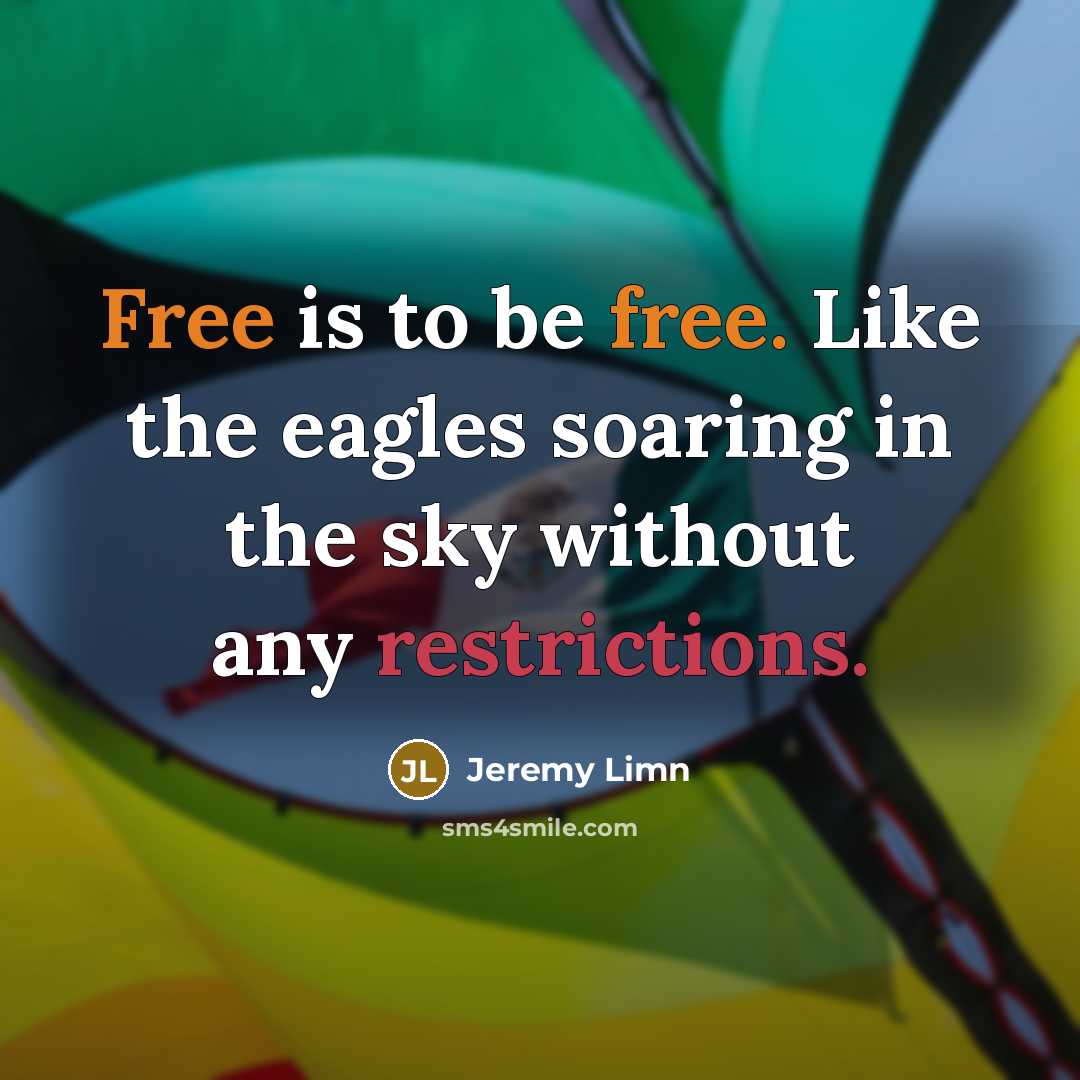 “Free is to be free. Like the eagles soaring in the sky without any restrictions.” quote by Jeremy Limn