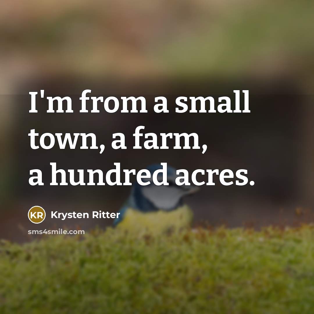 “I'm from a small town, a farm, a hundred acres.…” quote by Krysten Ritter
