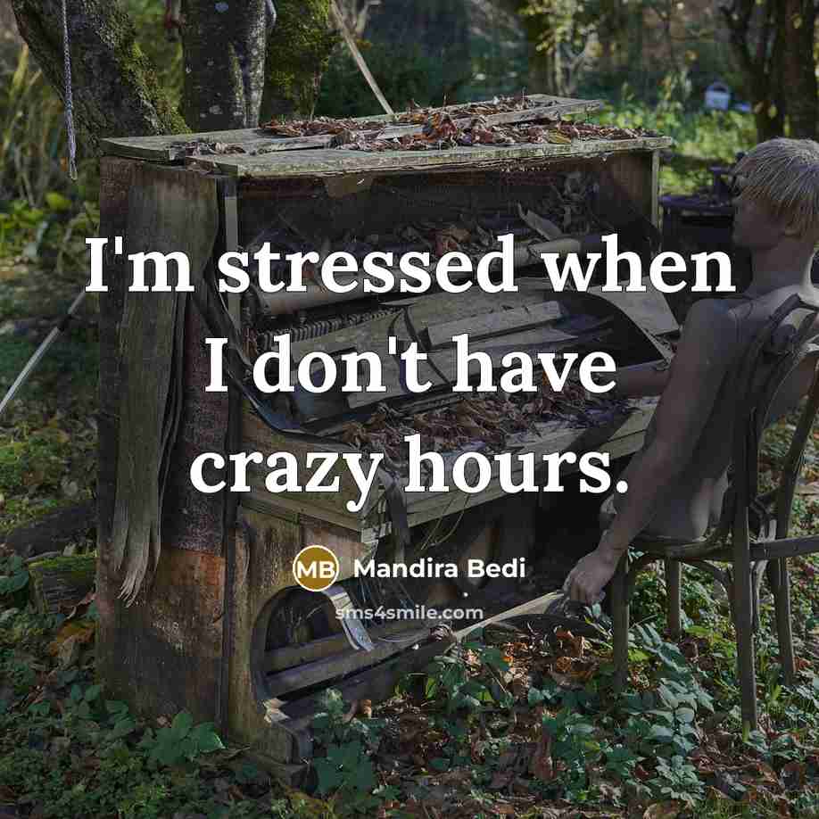 “I'm stressed when I don't have crazy hours.…” quote by Mandira Bedi