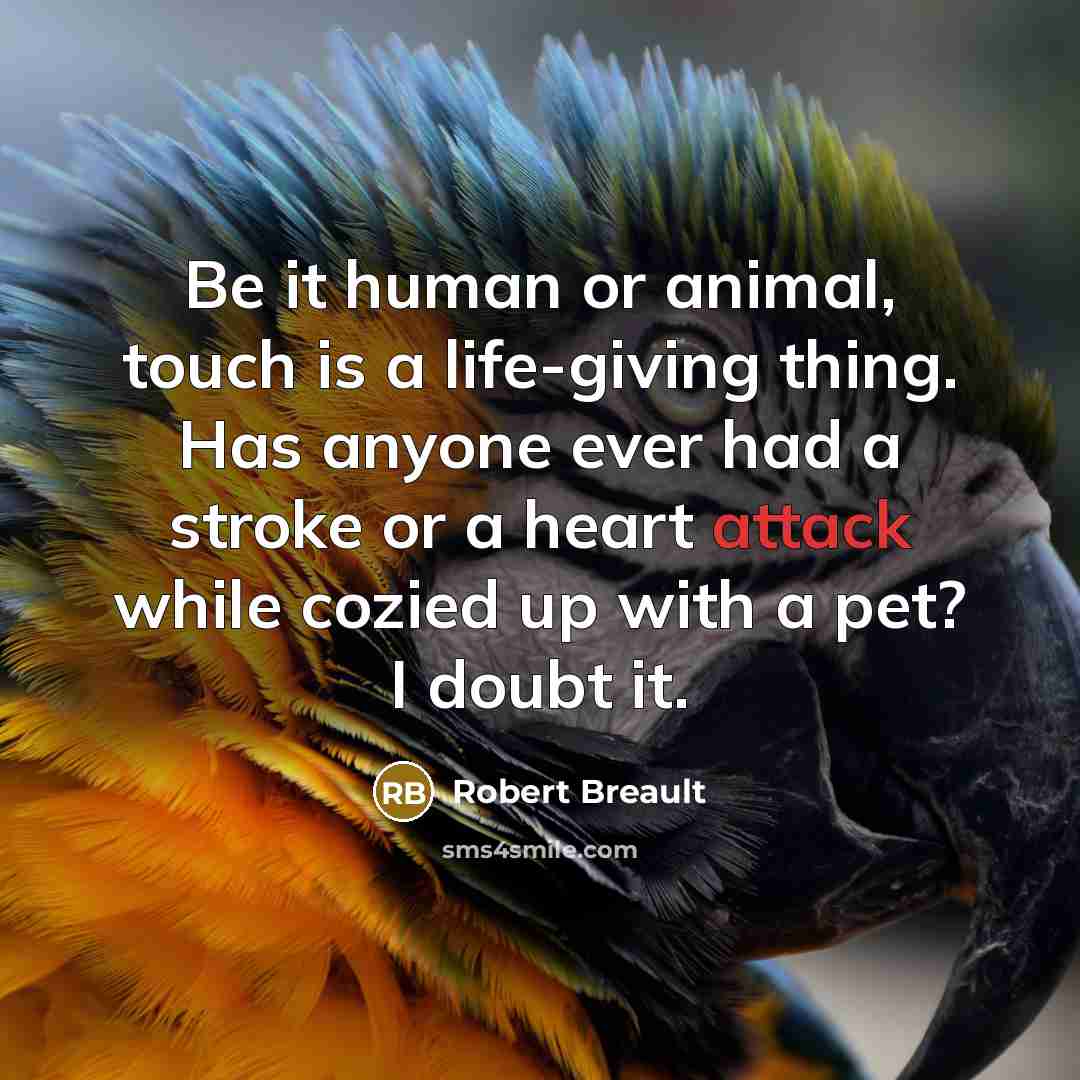 “Be it human or animal, touch is a life-giving thing.…” quote by Robert Breault