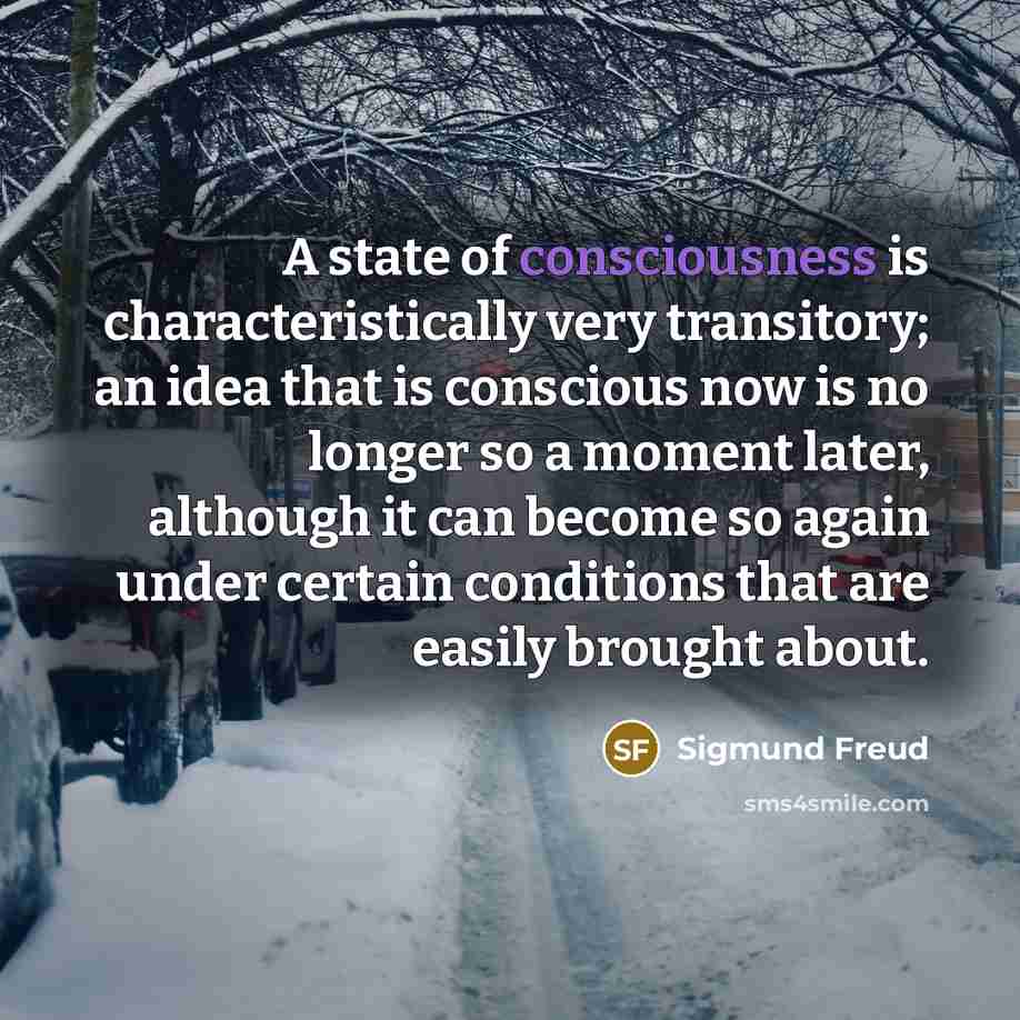 “A state of consciousness is characteristically very transitory; an idea…” quote by Sigmund Freud