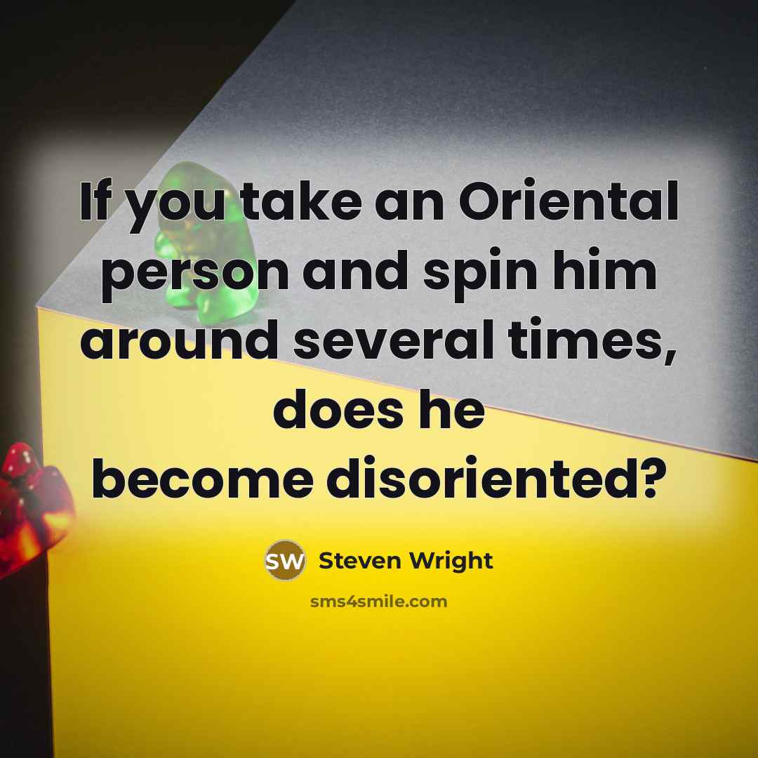 “If you take an Oriental person and spin him around…” quote by Steven Wright