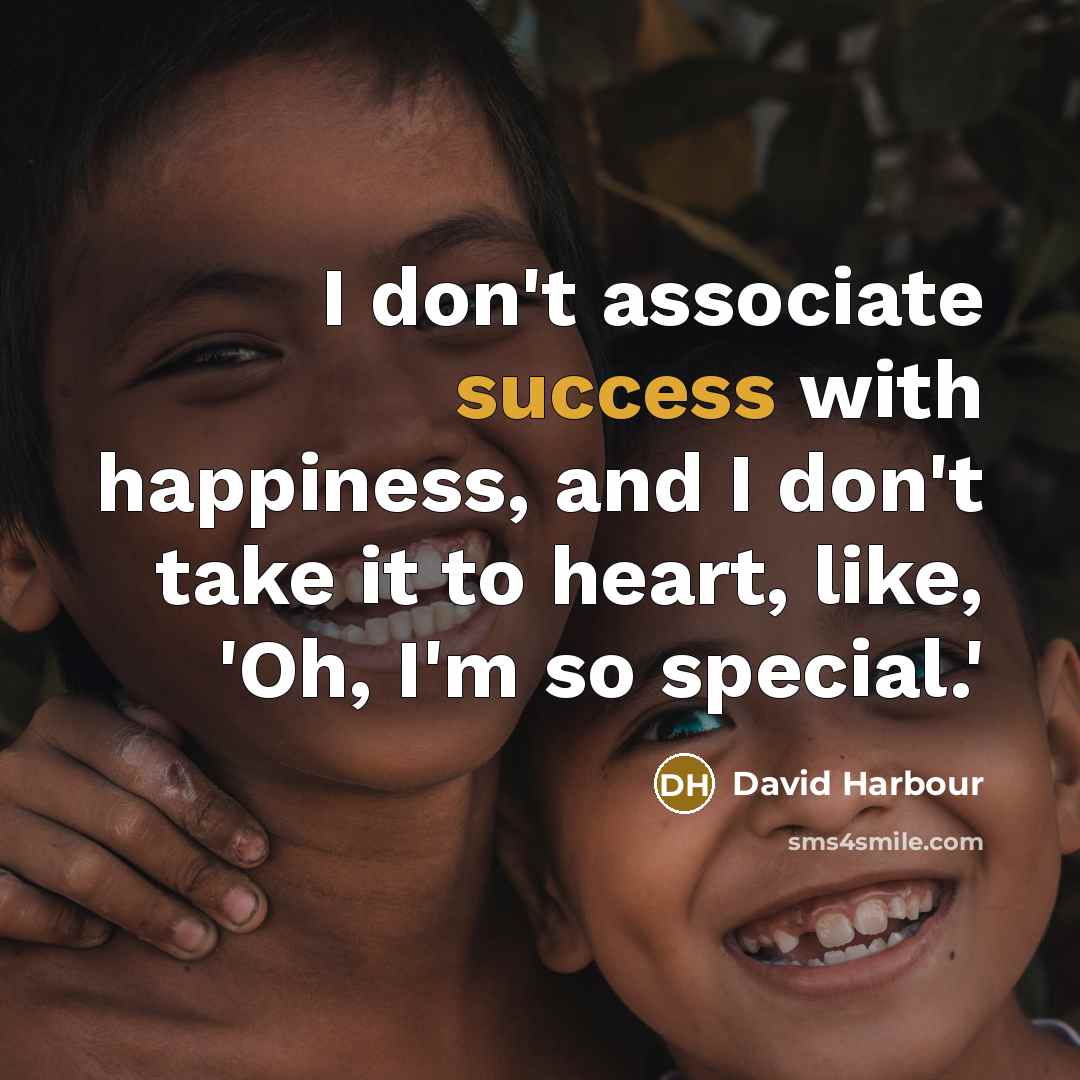 “I don't associate success with happiness, and I don't take…” quote by David Harbour