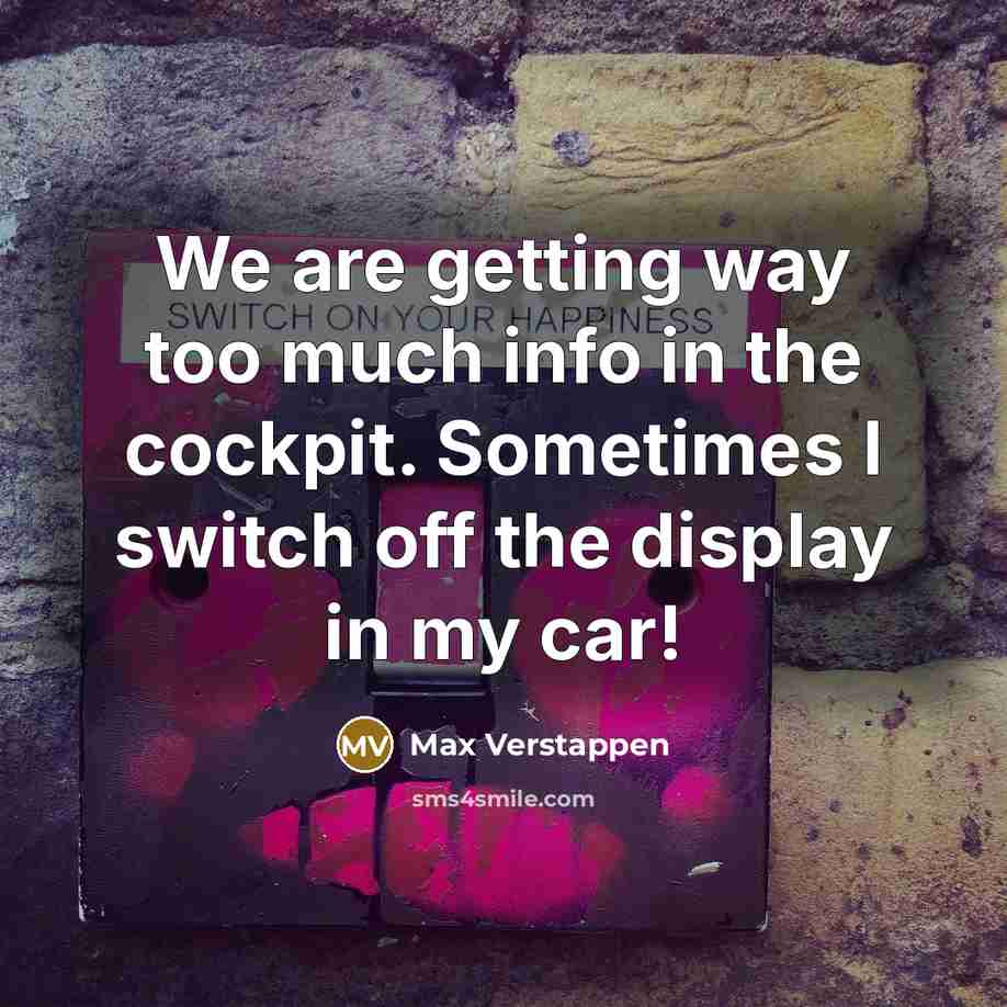“We are getting way too much info in the cockpit.…” quote by Max Verstappen