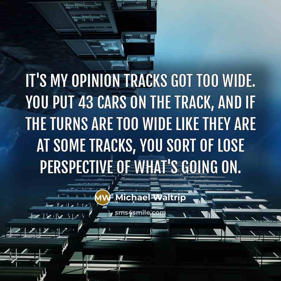 “It's my opinion tracks got too wide. You put 43…” quote by Michael Waltrip