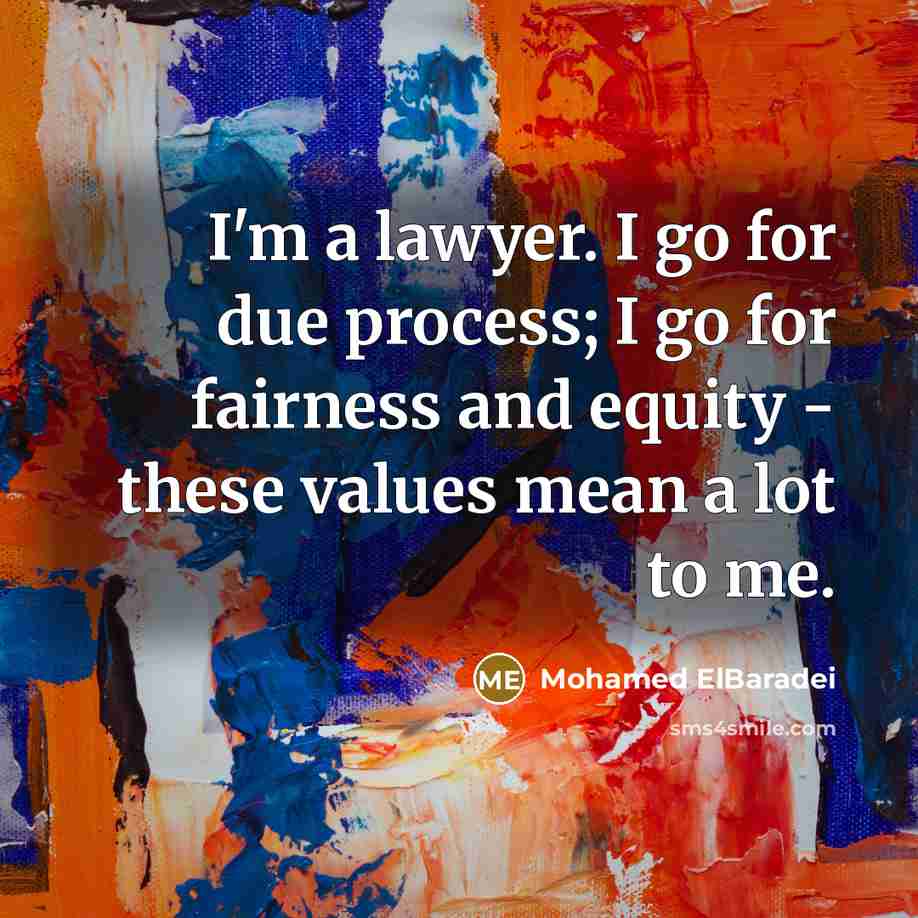 “I'm a lawyer. I go for due process; I go…” quote by Mohamed ElBaradei