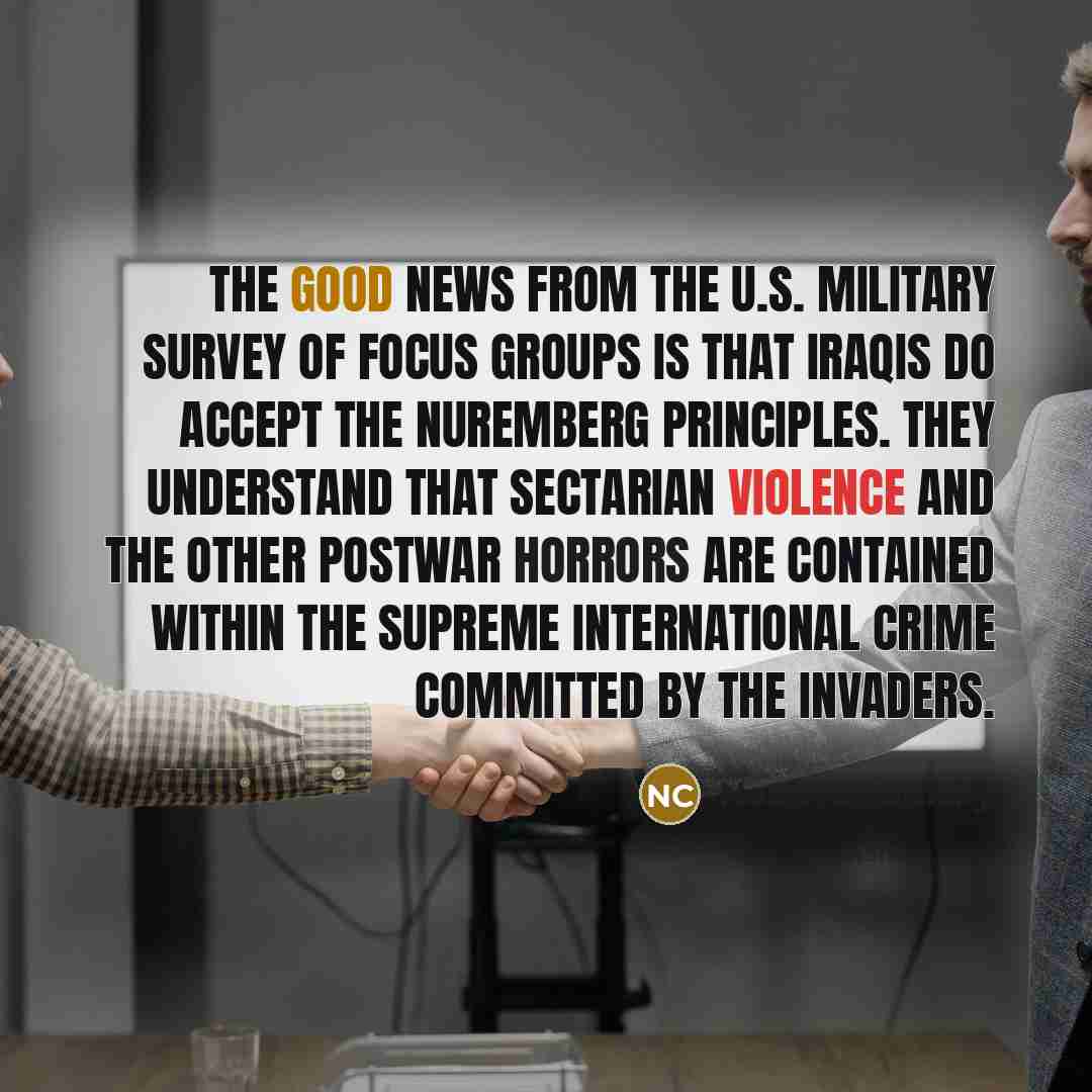 “The good news from the U.S. military survey of focus…” quote by Noam Chomsky