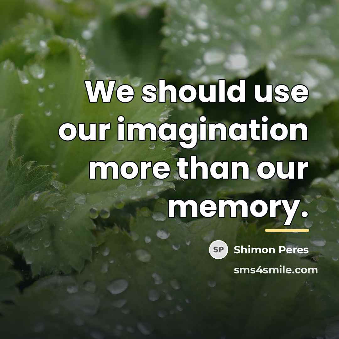“We should use our imagination more than our memory.…” quote by Shimon Peres