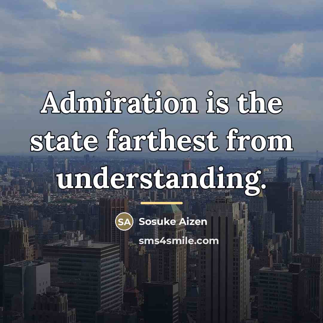 “Admiration is the state farthest from understanding.…” quote by Sosuke Aizen