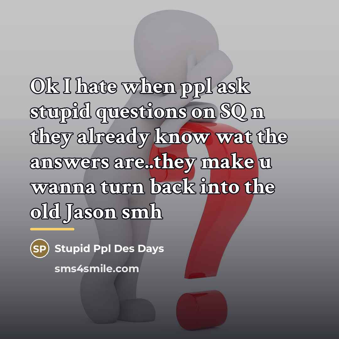 “Ok I hate when ppl ask stupid questions on SQ…” quote by Stupid Ppl Des Days