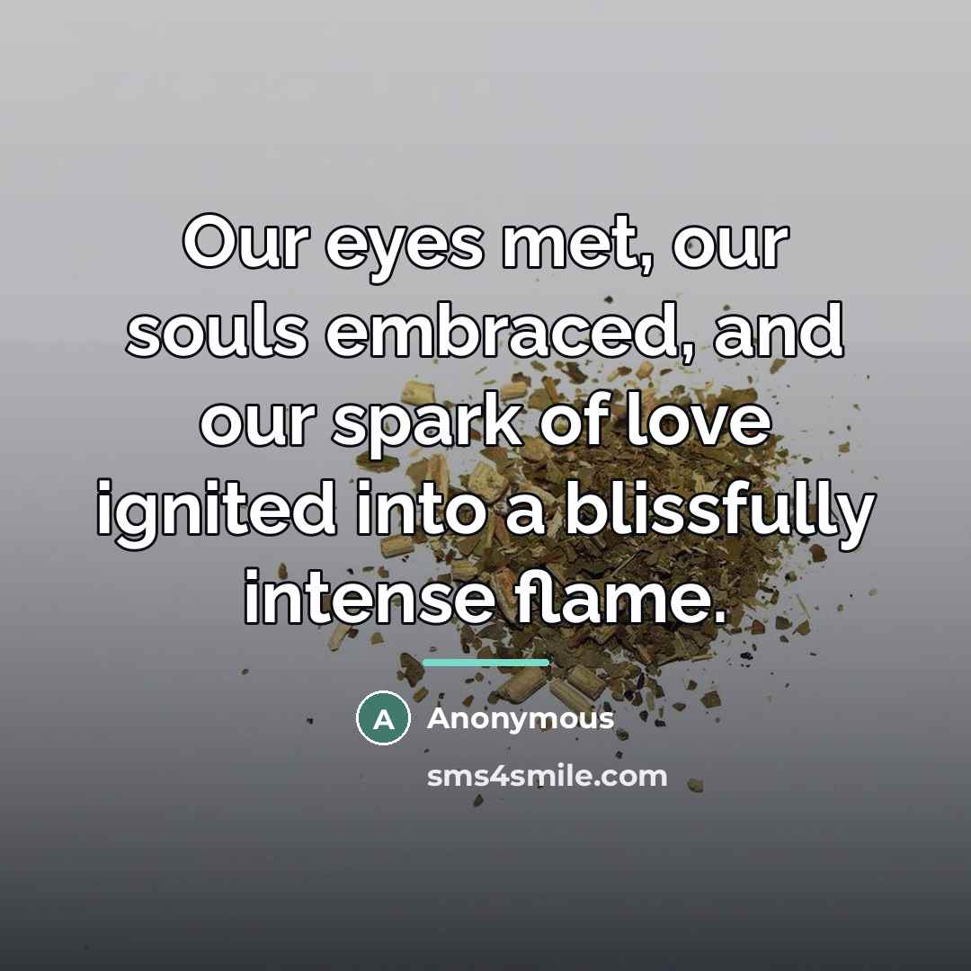 “Our eyes met, our souls embraced, and our spark of…” quote by Anonymous