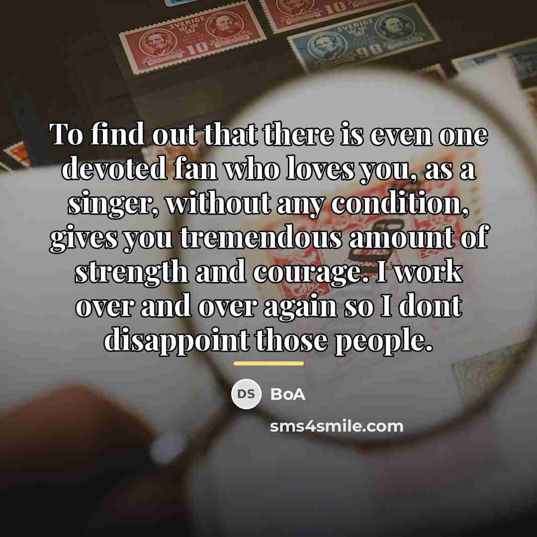 “To find out that there is even one devoted fan…” quote by BoA