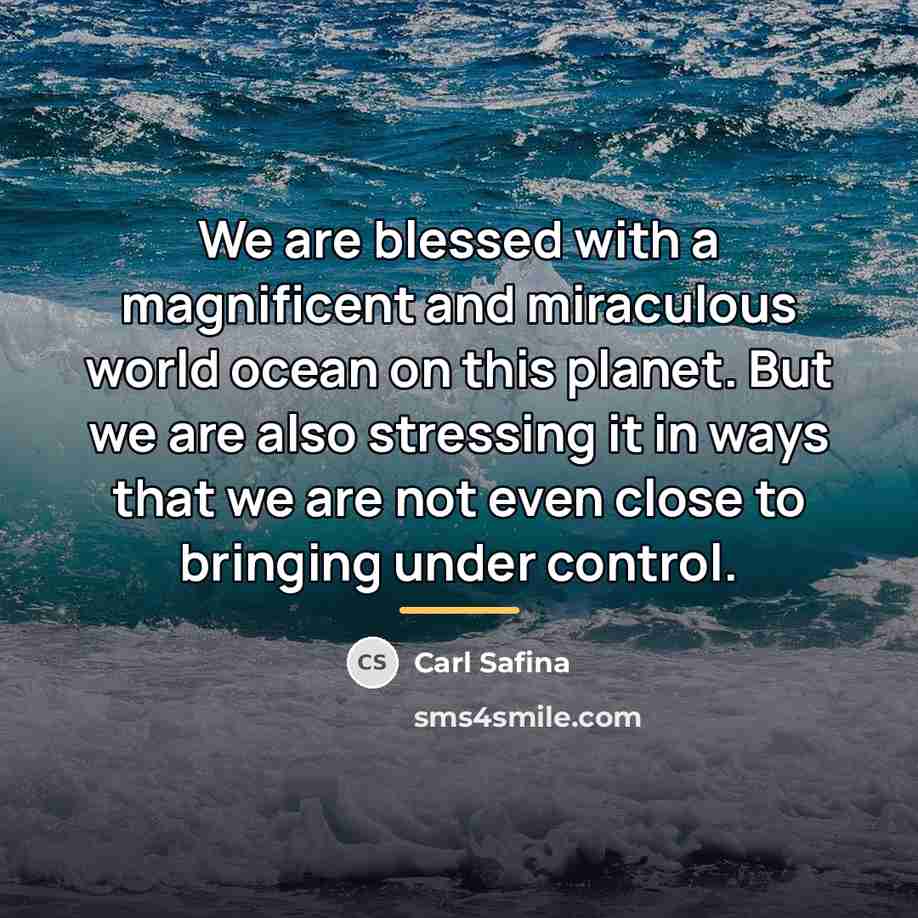 “We are blessed with a magnificent and miraculous world ocean…” quote by Carl Safina