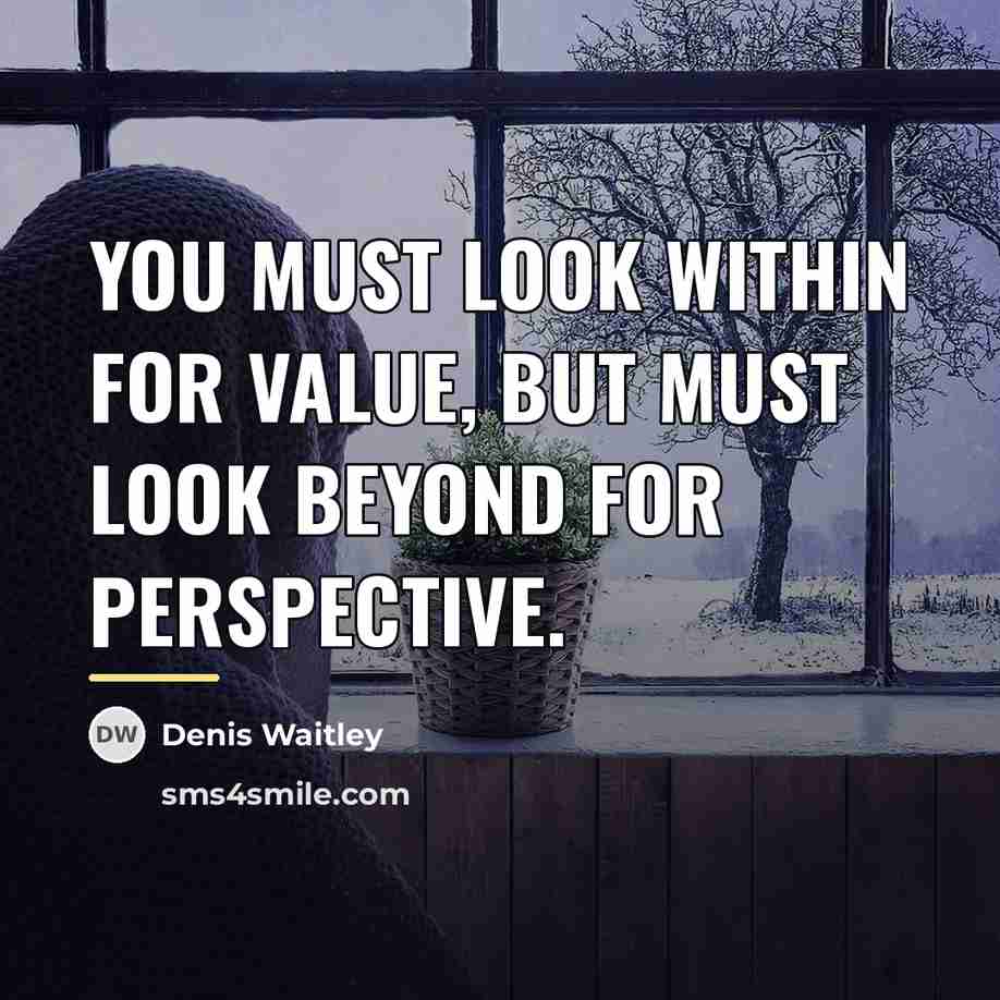 “You must look within for value, but must look beyond…” quote by Denis Waitley