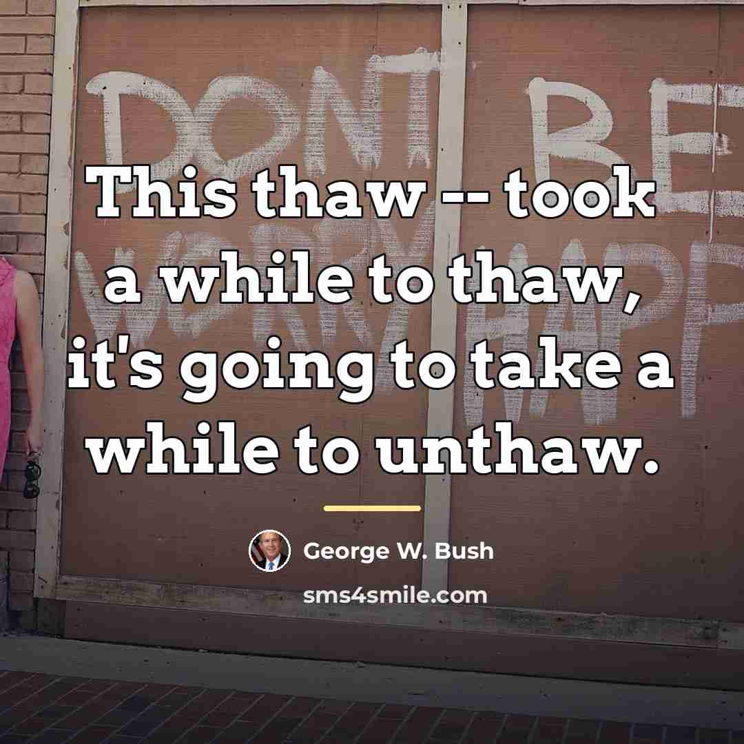 “This thaw -- took a while to thaw, it's going…” quote by George W. Bush