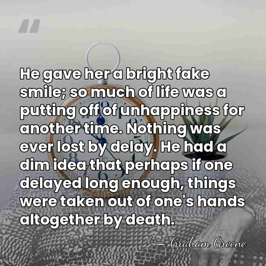 He gave her a bright fake smile; so much of life was&hellip; - Graham Greene