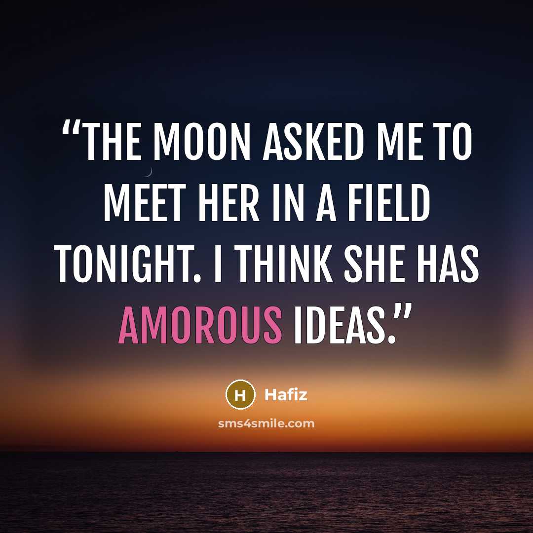 “The moon asked me to meet her in a field tonight. I think she has amorous ideas.” quote by Hafiz