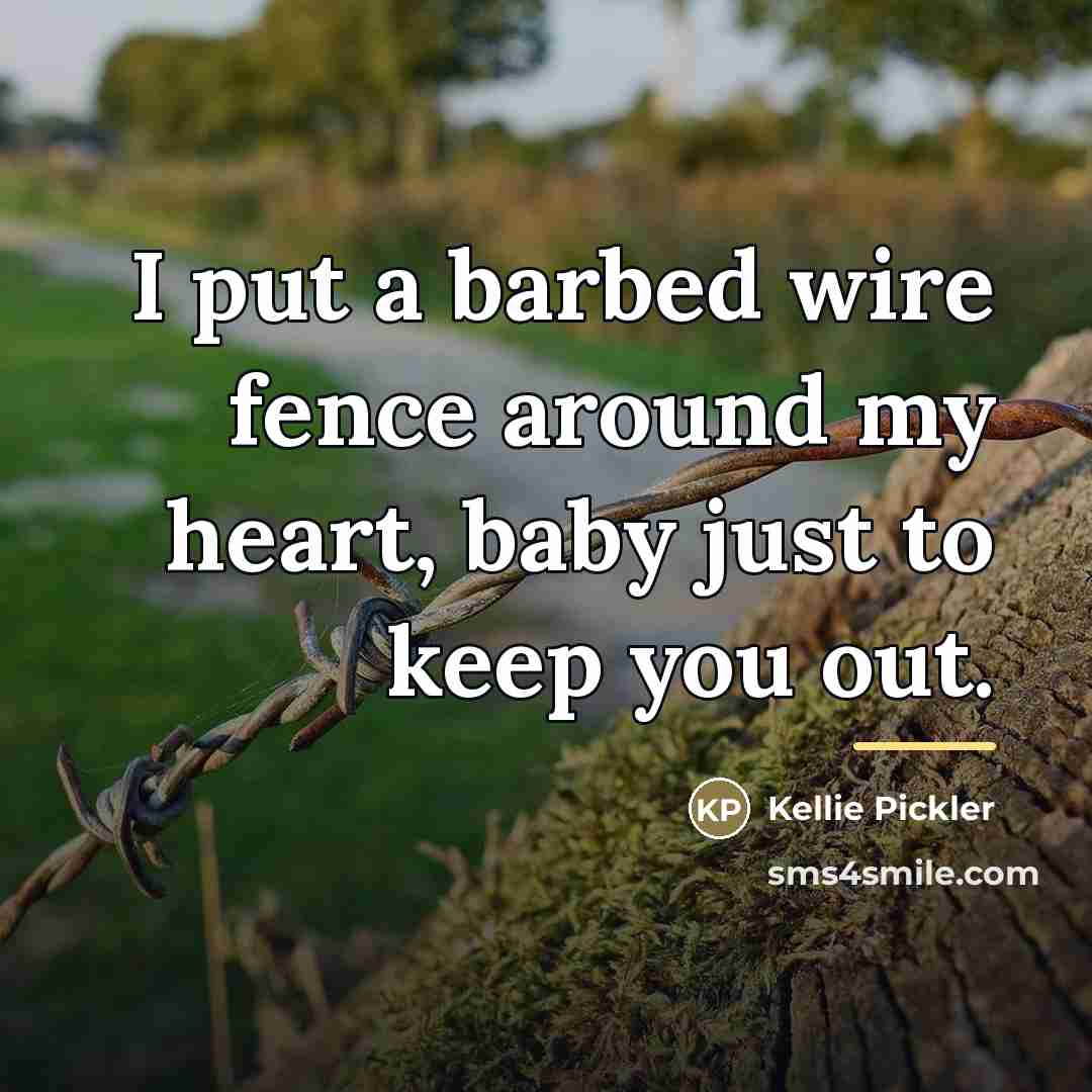 “I put a barbed wire fence around my heart, baby…” quote by Kellie Pickler