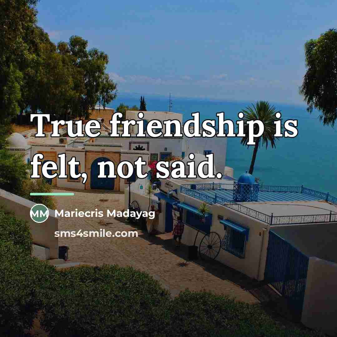 “True friendship is felt, not said.…” quote by Mariecris Madayag
