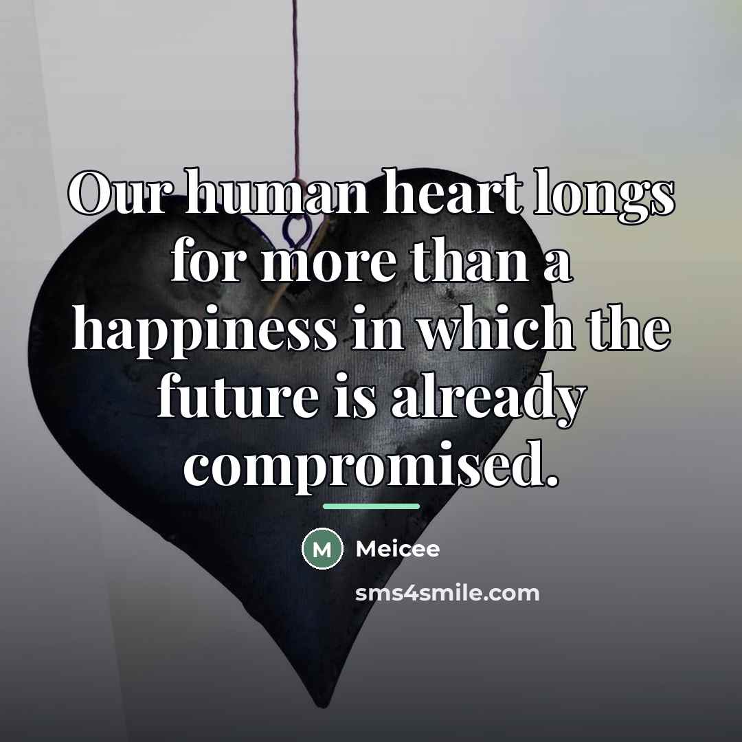 “Our human heart longs for more than a happiness in…” quote by Meicee