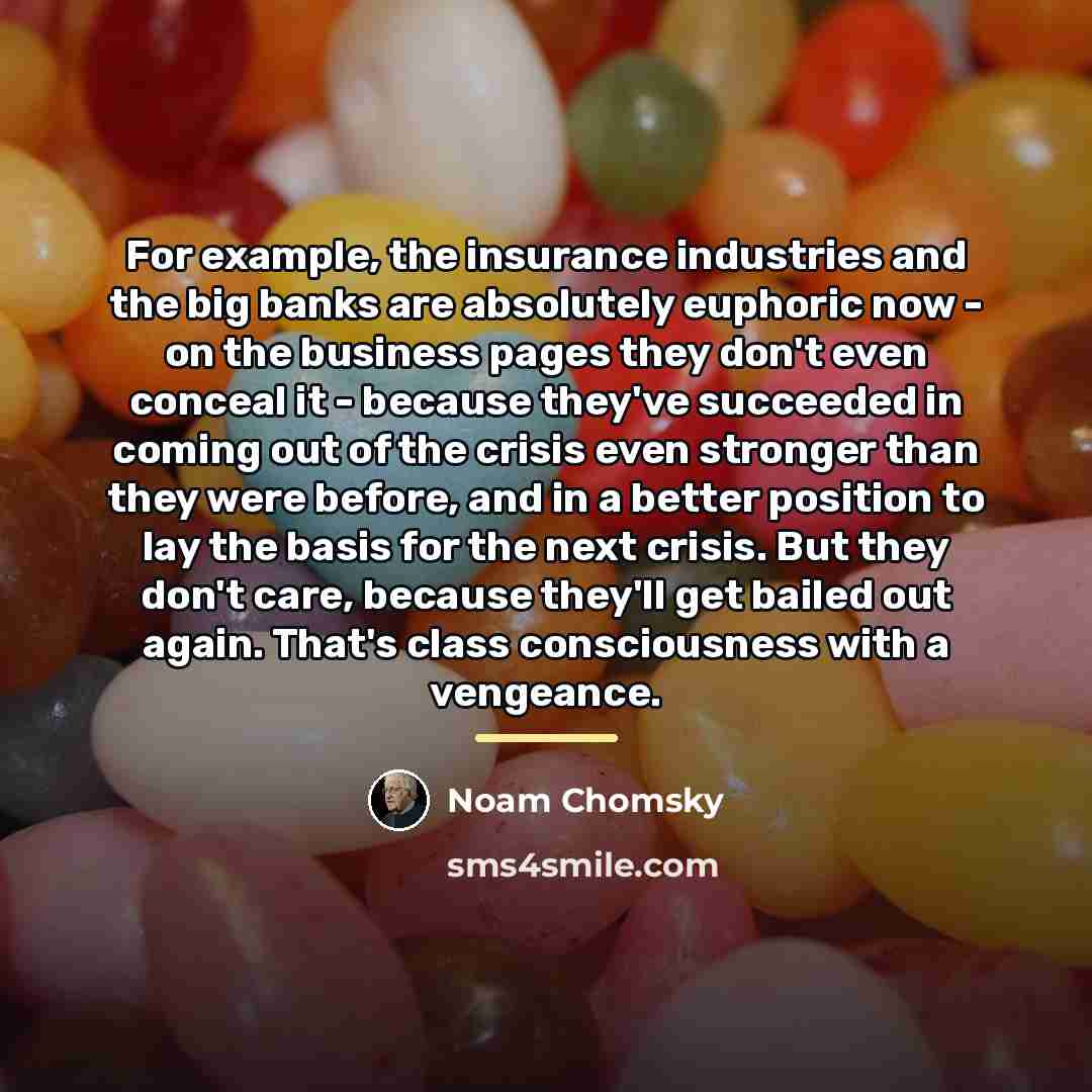 “For example, the insurance industries and the big banks are…” quote by Noam Chomsky